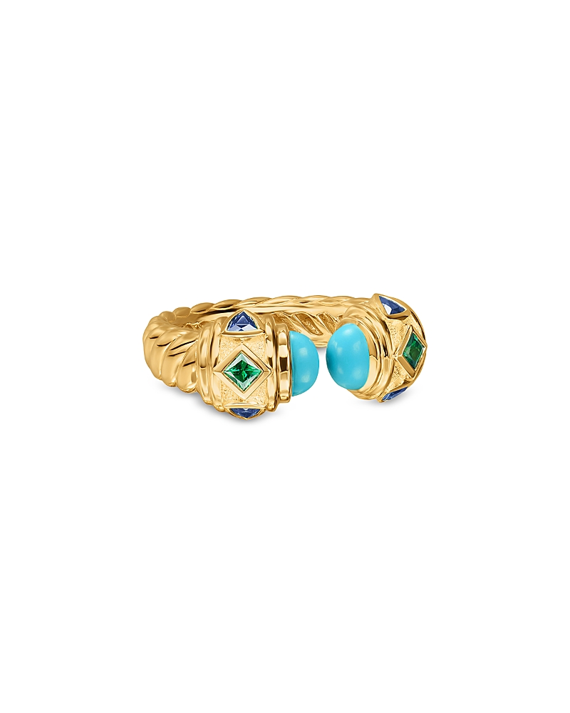 Renaissance Color Ring in 18K Yellow Gold with Turquoise, Tsavorite and Tanzanite, 9.9mm