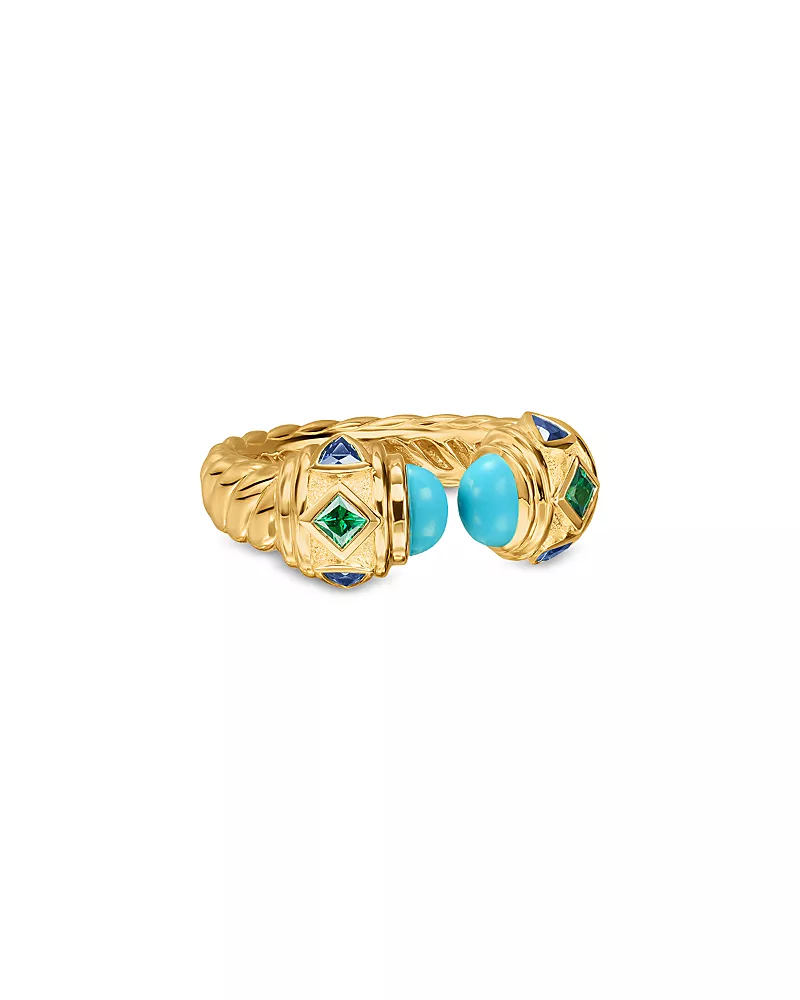 Renaissance Color Ring in 18K Yellow Gold with Turquoise, Tsavorite and Tanzanite, 9.9mm