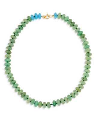 9K Yellow Gold Blue Quartz & Green Aventurine Collar Necklace