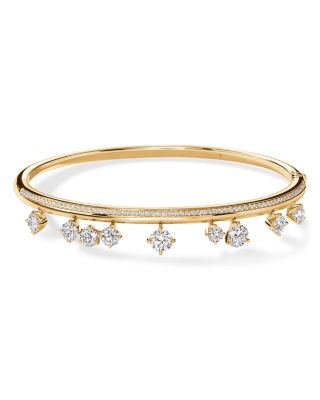 18K Yellow Gold Barre Diamond Dangle Pav&eacute; Bangle Bracelet