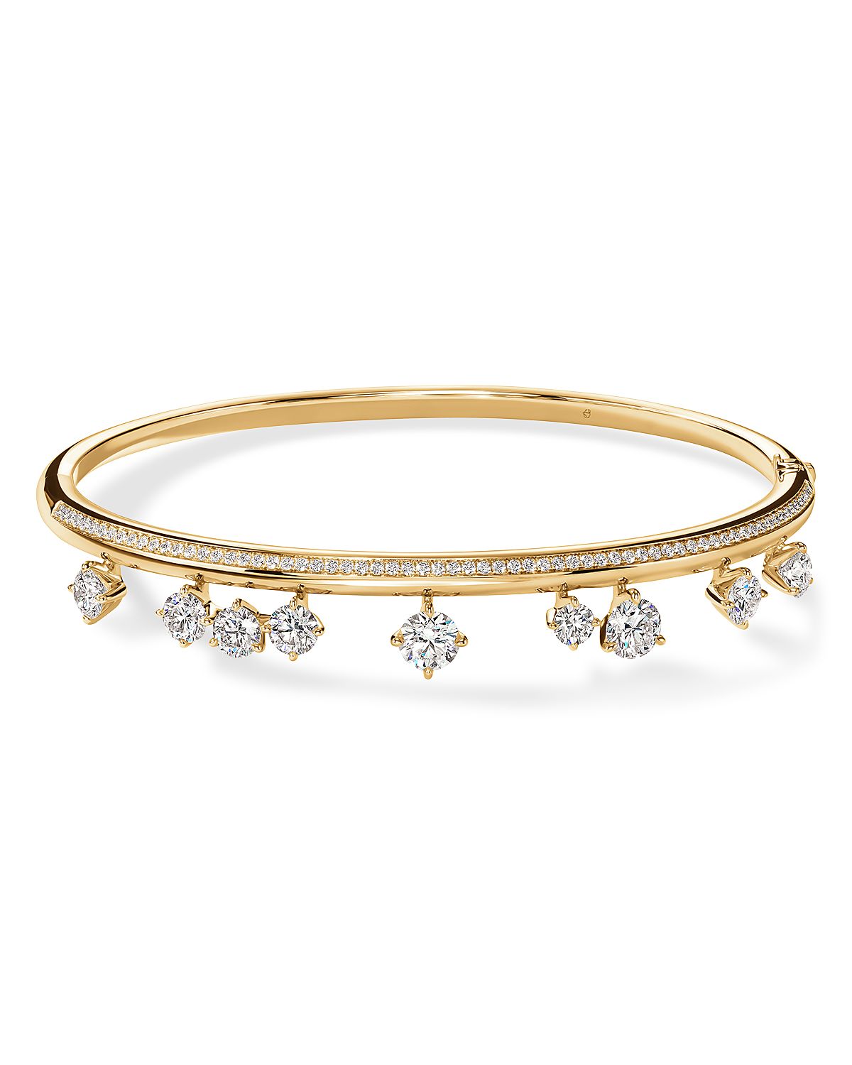 Hearts On Fire 18K Yellow Gold Barre Diamond Dangle Pave Bangle Bracelet