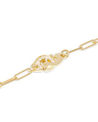 18K Yellow Gold Menottes Dinh Van Diamond Handcuff Chain Link Bracelet