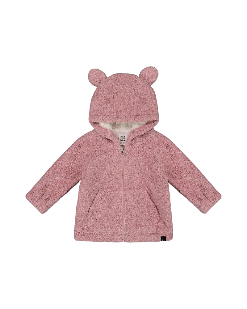 Deux Par Deux Hooded Full Zip Cat Plush Jacket In Purple
