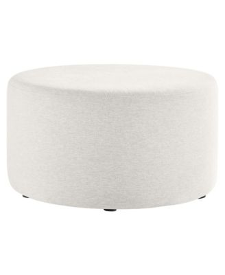 Callum Large 29" Round Woven Heathered Fabric Upholstered Ottoman