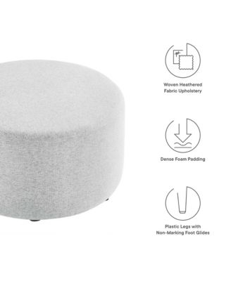 Callum Large 29" Round Woven Heathered Fabric Upholstered Ottoman