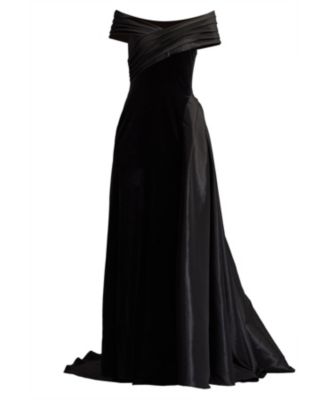 Elysian Velvet Draped Overlay Train Gown