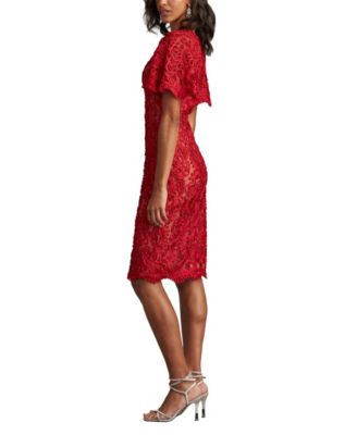 Arnett Embroidered Flutter Sleeve Dress