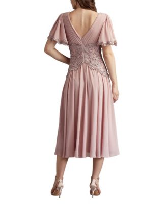 Indira Embroidered Chiffon Midi Dress