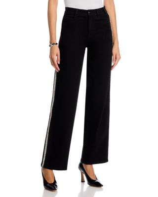 Erika Crystal Embellished High Rise Jeans in Black