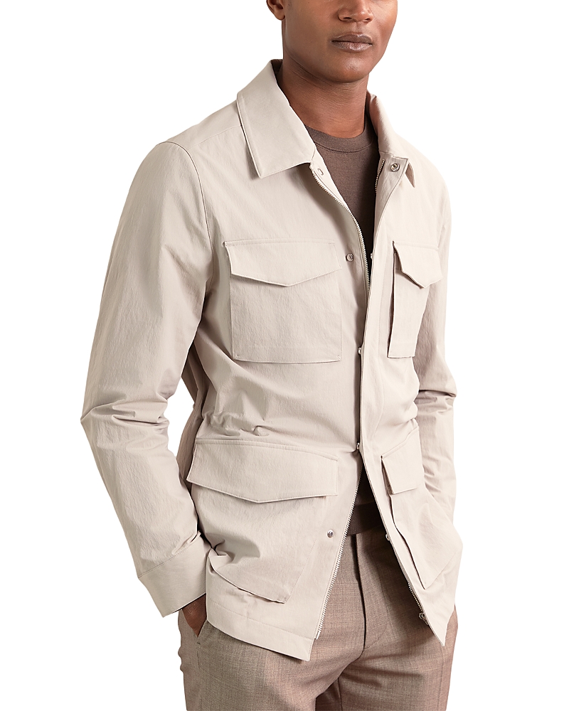 Reiss Bryson Vest Insert Four Pocket Safari Jacket In Gray