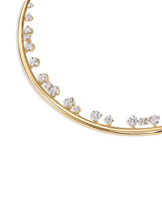 18K Yellow Gold Barre Diamond Floating Choker Necklace, 15.5"