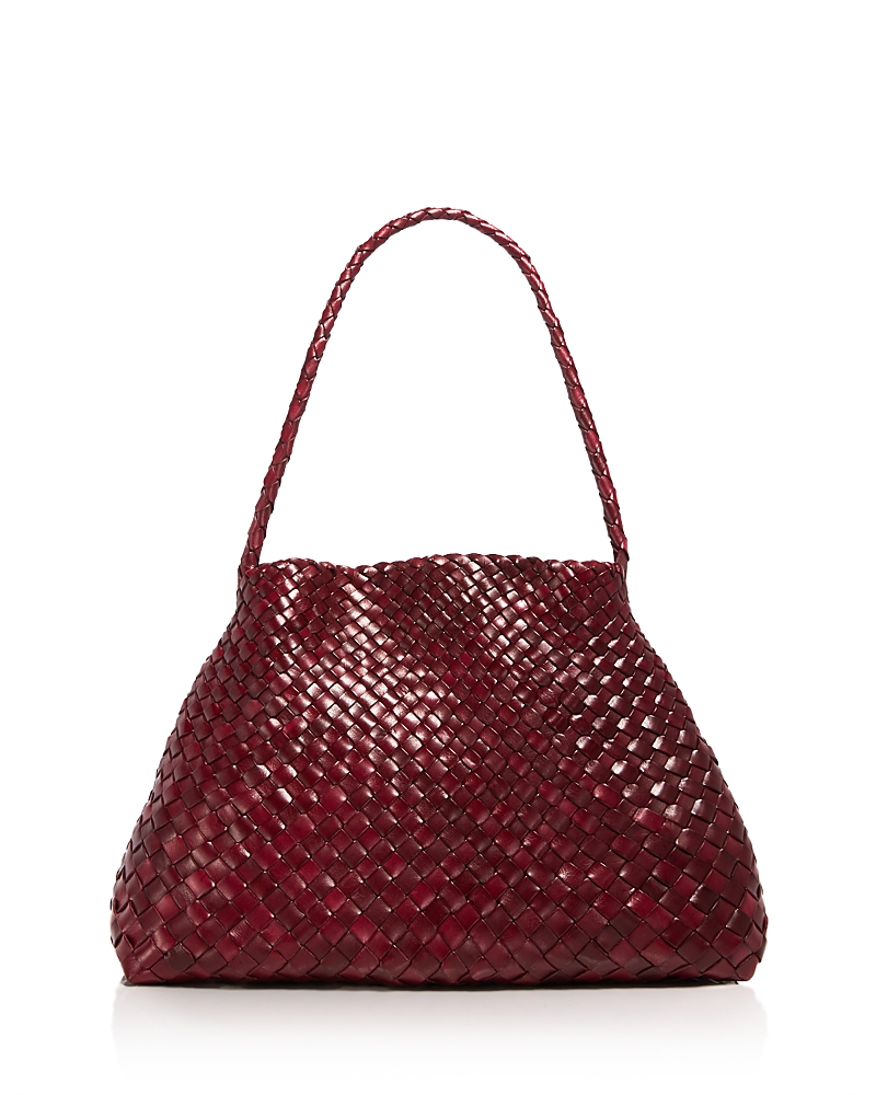 Dragon Diffusion Santa Maria Woven Leather Shoulder Bag In Burgundy