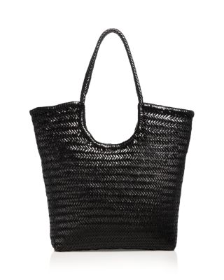 Arched Diagonal Woven Leather Tote