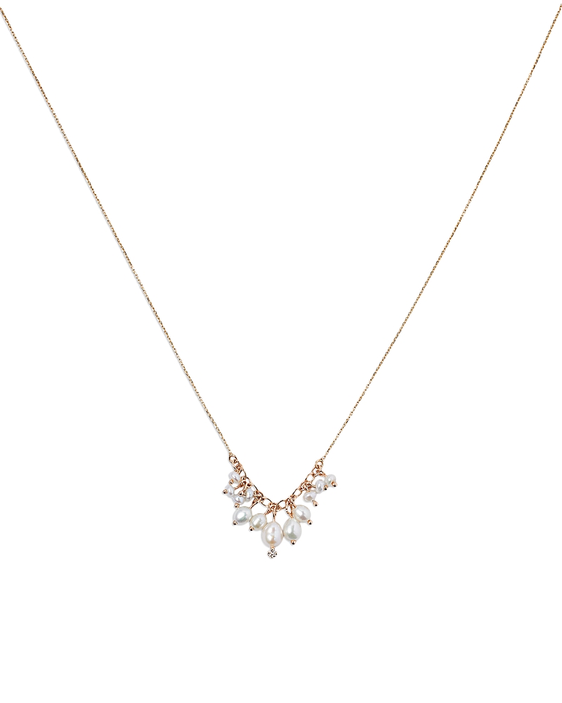 Wwake 14K Yellow Gold Cultured Freshwater Pearl & Diamond Shaker Necklace, 16