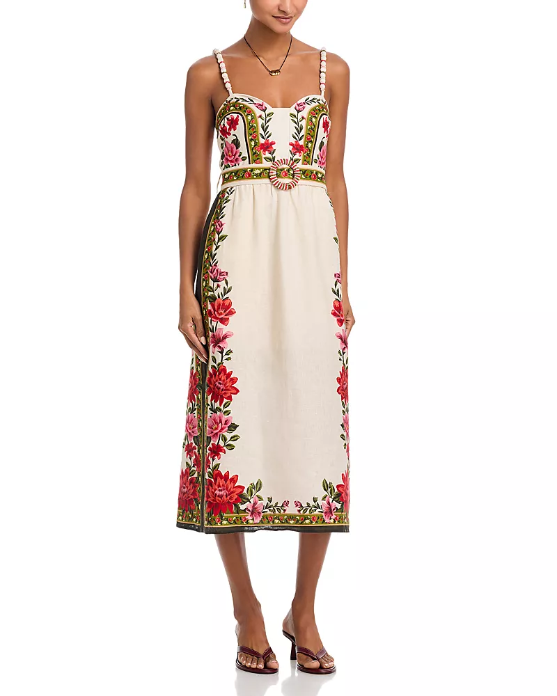 Farm Rio Wonder Sand Sleeveless Dress