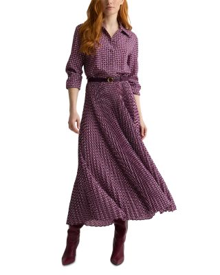 Printed Long Sleeve Shirt Dress