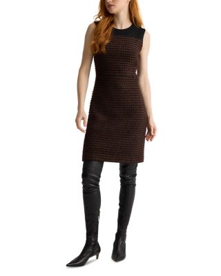 Crepe Cady Bordered Tweed Dress