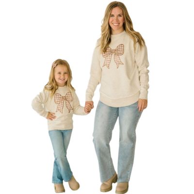Girls&#39; Gingham Bow Patch Sweatshirt - Baby, Little Kid