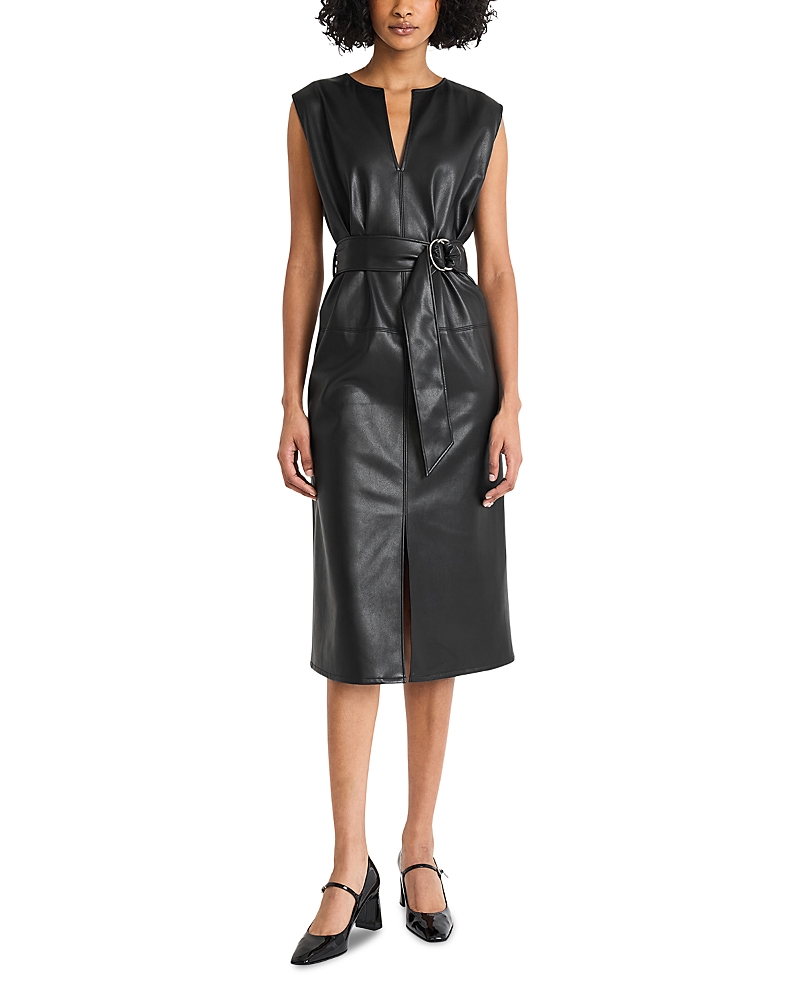 Luxely Oversized Faux Leather Midi Dress