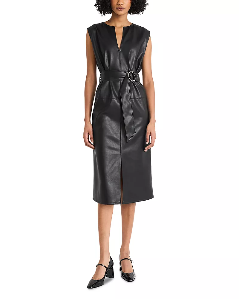 Luxely Oversized Faux Leather Midi Dress