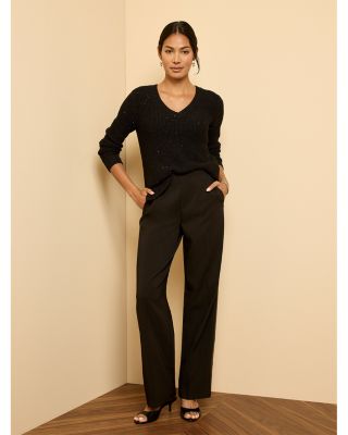 Shimmer Waffle V Neck Sweater