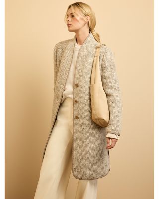 Herringbone Wool Blend Coat