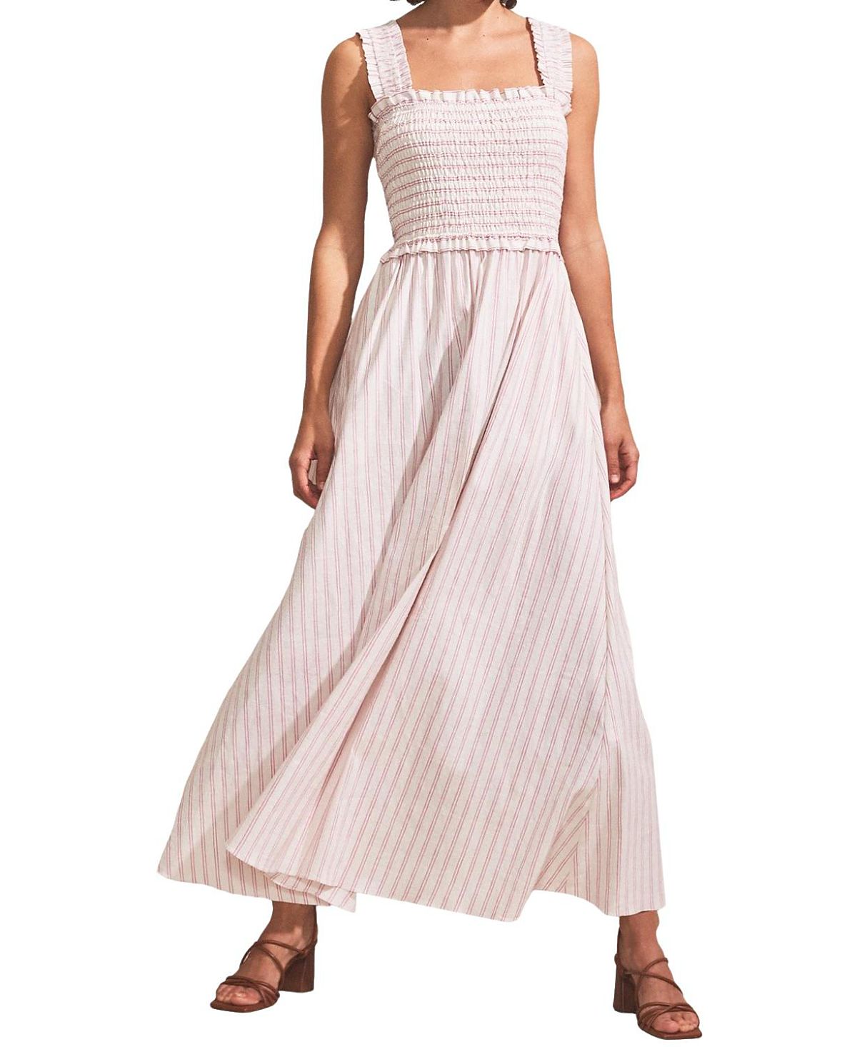 Ro & Zo Stripe Shirred Dress