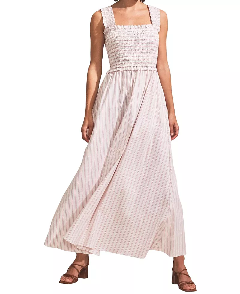 Ro & Zo Stripe Shirred Dress