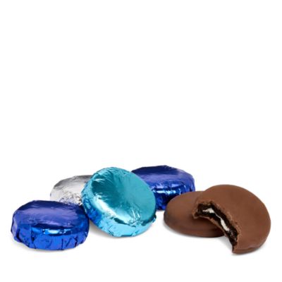 Milk Chocolate Drenched Sandwich Cookies Gift Box with Winter Color Foils, 6 Piece - Exclusive