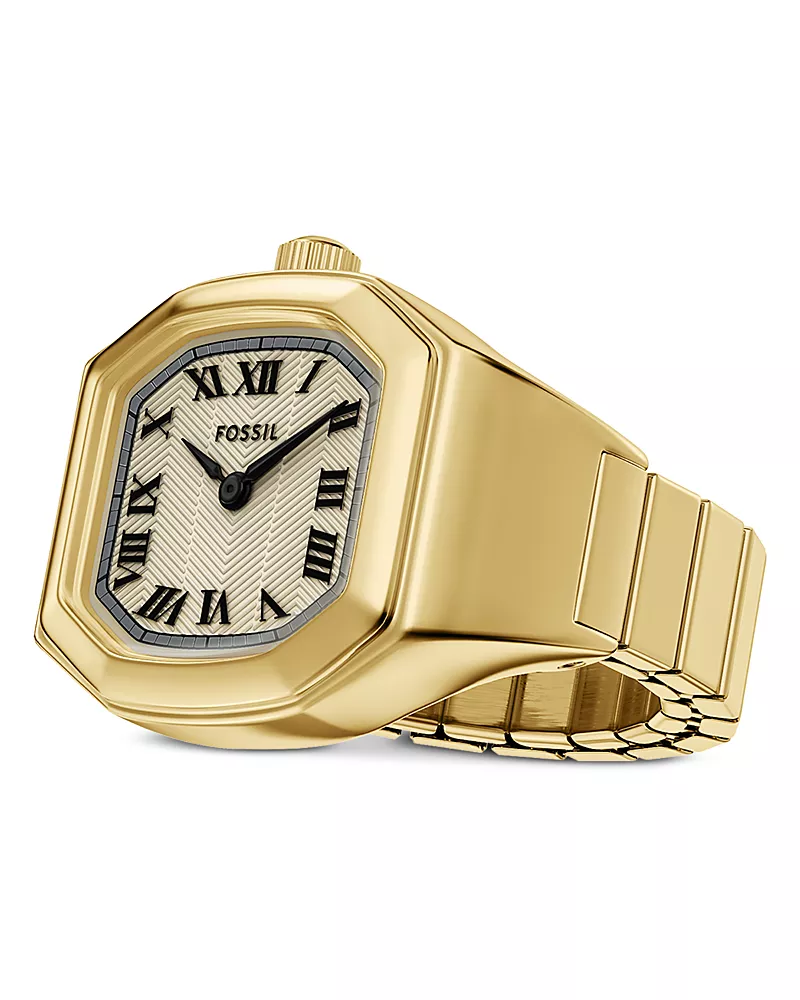Fossil Harlow Two-Hand Gold-Tone Stainless Steel Watch Ring, 16mm