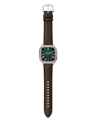 Crosby Three-Hand Brown Leather Watch, 42mm x 30mm