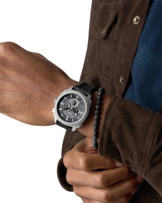 Machine Chronograph Black Silicone Watch, 44mm