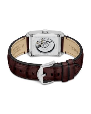 Carraway Automatic Brown Croc-Embossed Leather Watch, 30mm x 42mm
