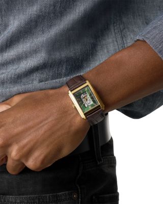 Carraway Automatic Brown Croc-Embossed Leather Watch, 30mm x 42mm