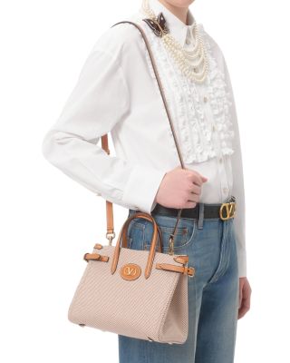 Antibes Small VLogo Canvas Shopping Convertible Tote Bag