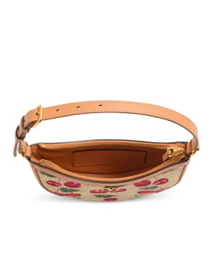 Vlogo Signature Mini Cherryfic Raffia Hobo Shoulder Bag