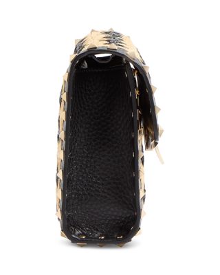 Rockstud Raffia-Effect Shoulder Bag