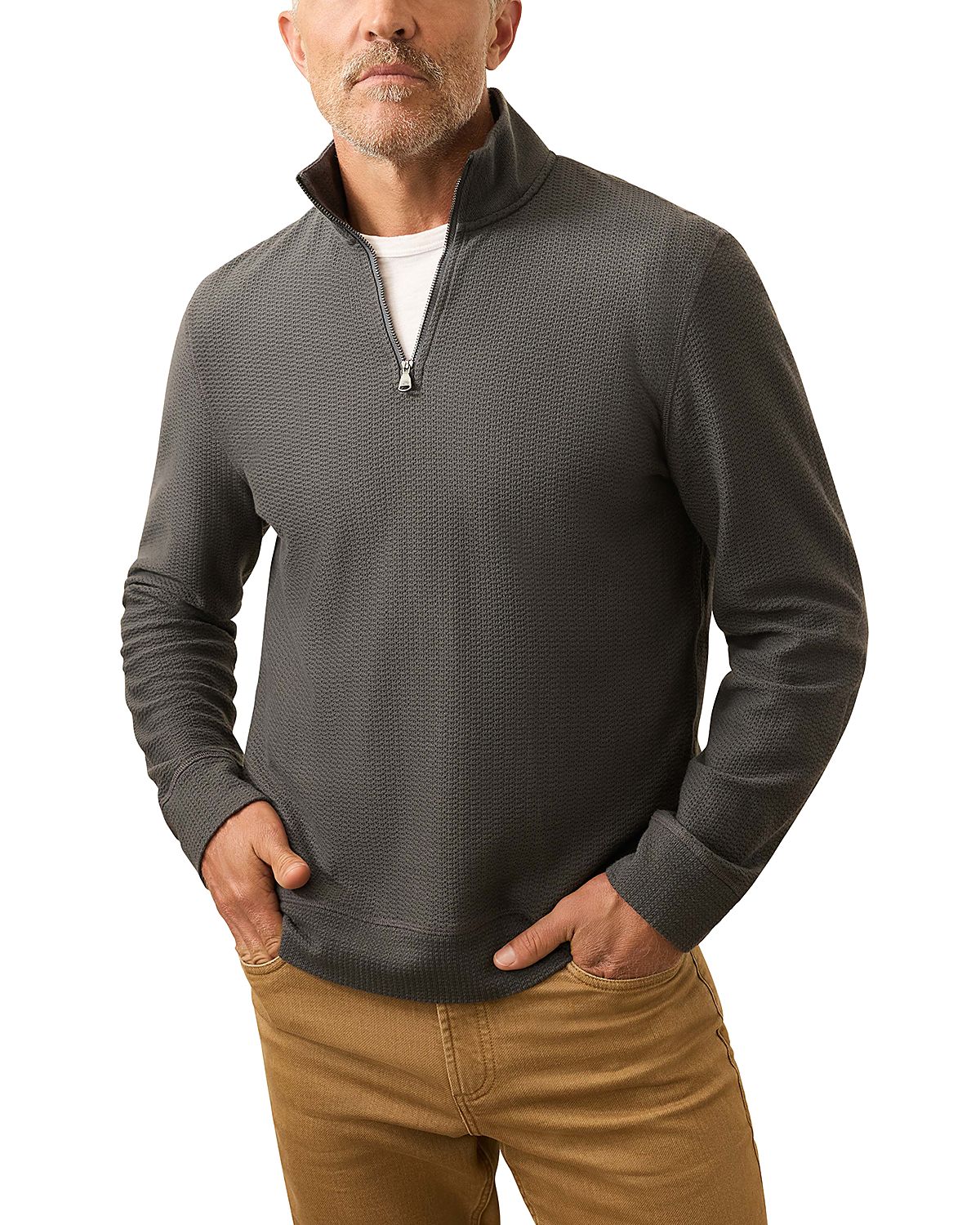 Faherty Textured Knit Quarter Zip Sweater