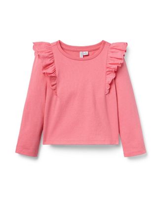  Girls' Eyelet Ruffle Shoulder Top - Baby, Little Kid, Big Kid