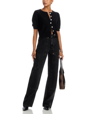 Isla Wool Blend Solid Short Sleeve Cardigan