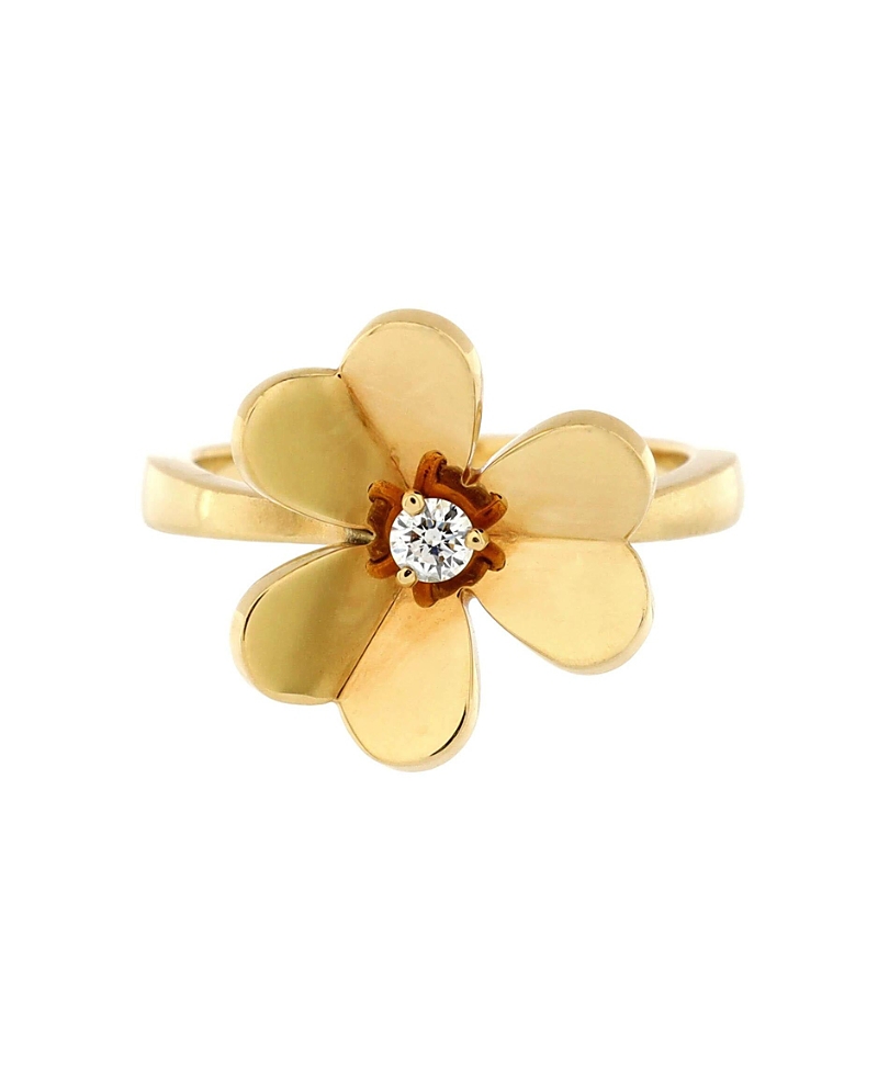 Pre-owned Pre-owned Van Cleef & Arpels Van Cleef & Arpels Small Frivole 1 Flower Ring 18k Gold With Diamond