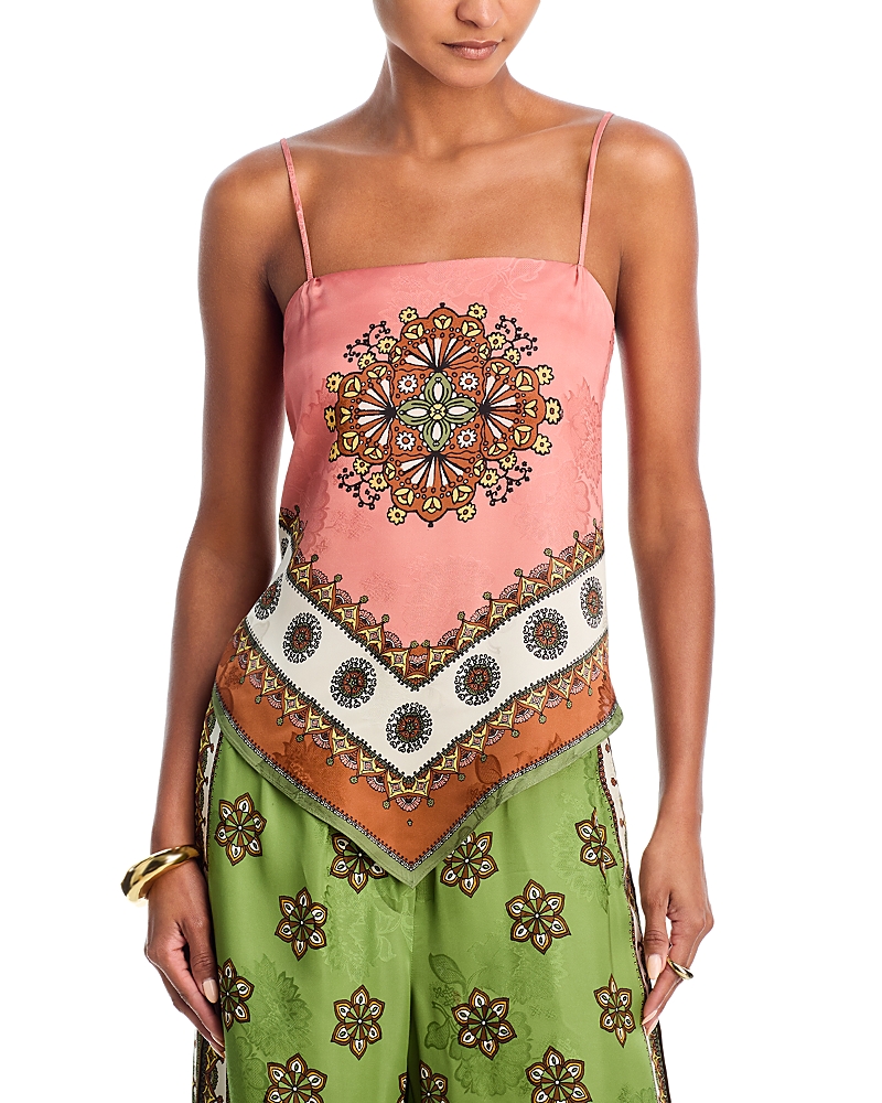 Alemais Contina Printed Satin-jacquard Top In Brown