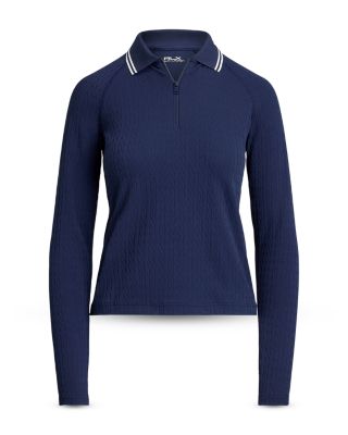 Cable Quarter-Zip Long-Sleeve Polo Shirt
