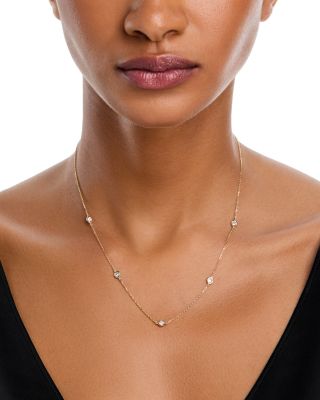 Diamond Bezel Station Necklace in 14K Gold, 0.75 tcw