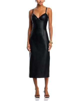 Faux Leather Strap Dress