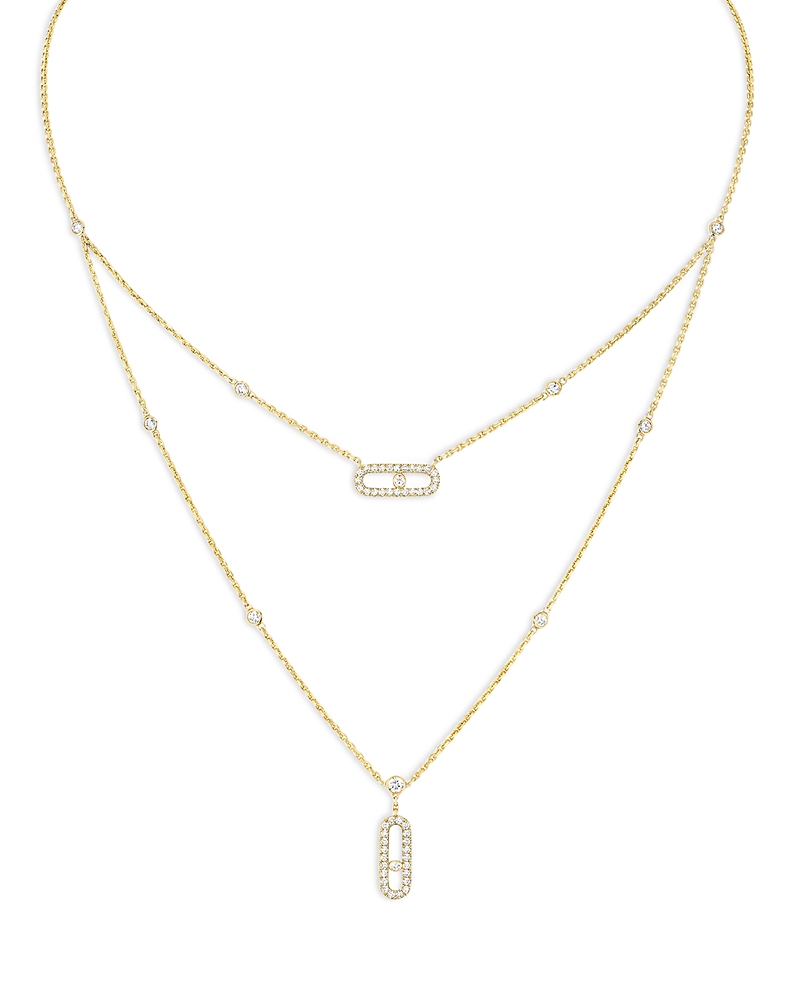 Messika Move Uno 2 Rows Diamond Pave Necklace In 18k Gold, 18 In Gold