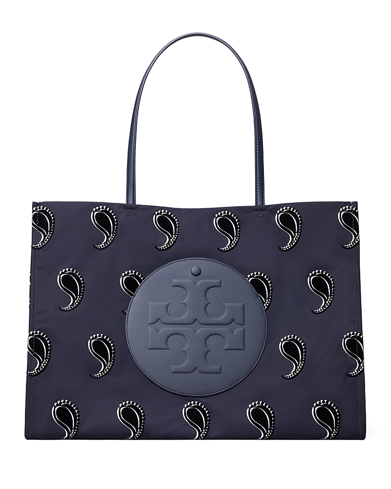 Tory Burch Ella Navy Pajama Print Polyester Tote Bag