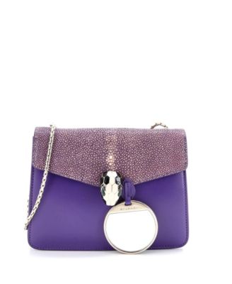  Small Serpenti Forever Square Shoulder Bag Leather and Stingray