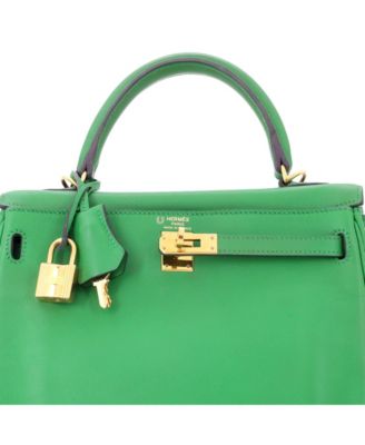  Kelly 25 Handbag Green Swift with Gold Hardware