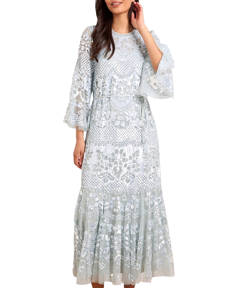 Needle & Thread Snowdrop 3/4 Sleeve Crew Neck Ankle Gown